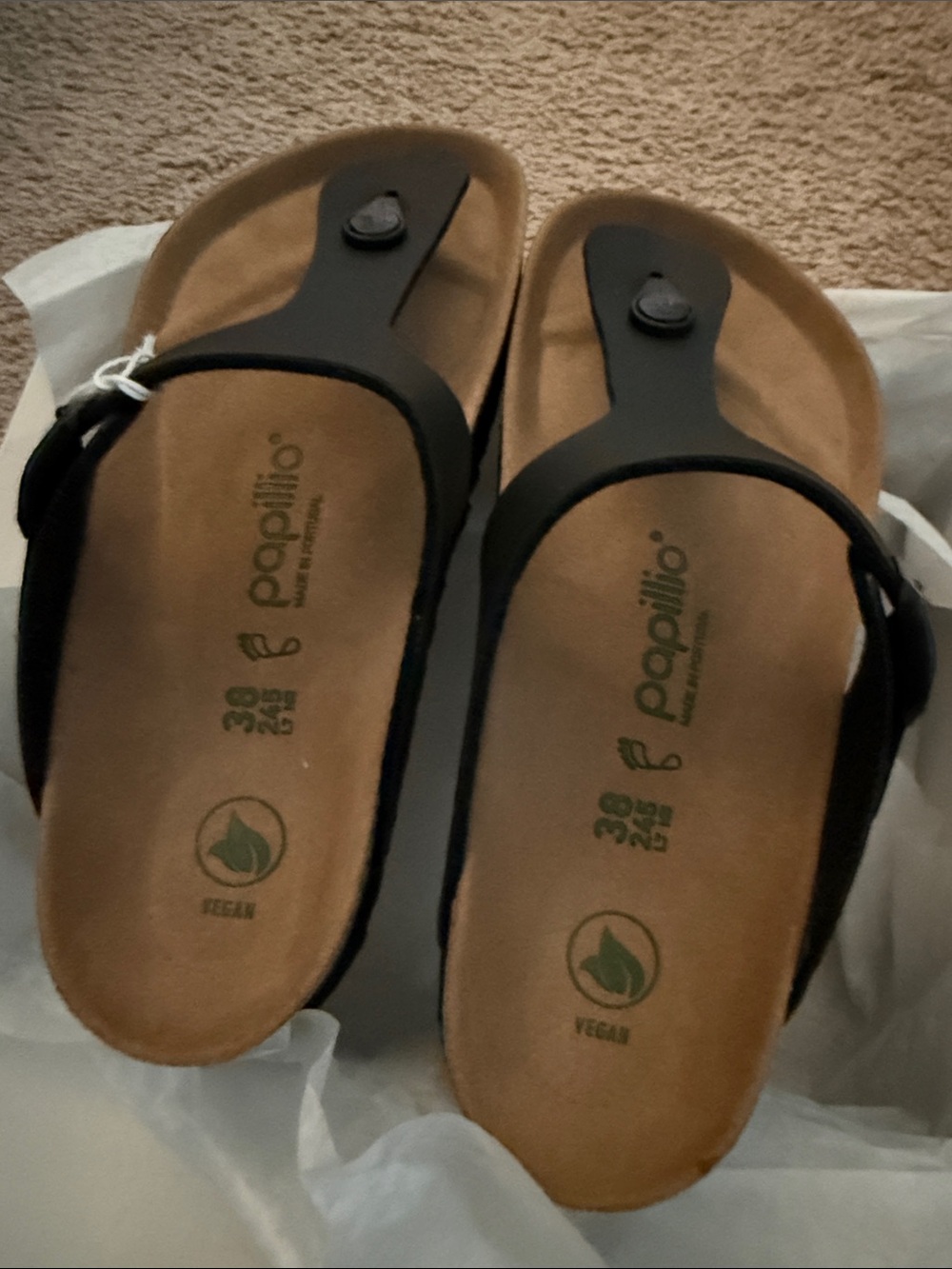 Birkenstock Papillio PlatformBlack Vegan Toe-Post Sandals with Contoured Footbed